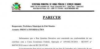 Parecer Rua Quintino Bocaiúva